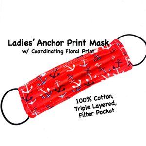 Ladies' Triple Layer Cotton Face Mask - Anchors